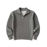 Suéter Masculino de Tricô Gola Alta Meio Zíper Fontaine