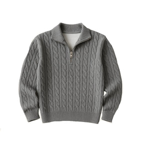 Suéter Masculino de Tricô Gola Alta Meio Zíper Fontaine
