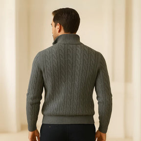 Suéter Masculino de Tricô Gola Alta Meio Zíper Fontaine